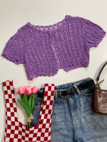 Load image into Gallery viewer, Purple Embroidered Crochet Top-Bust 34 to 36
