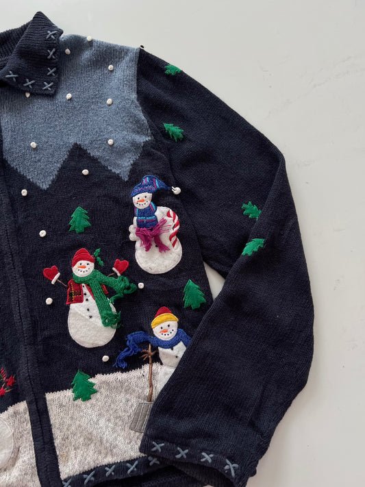 Studio Embroidered Christmas Zipper Sweater-Bust 50