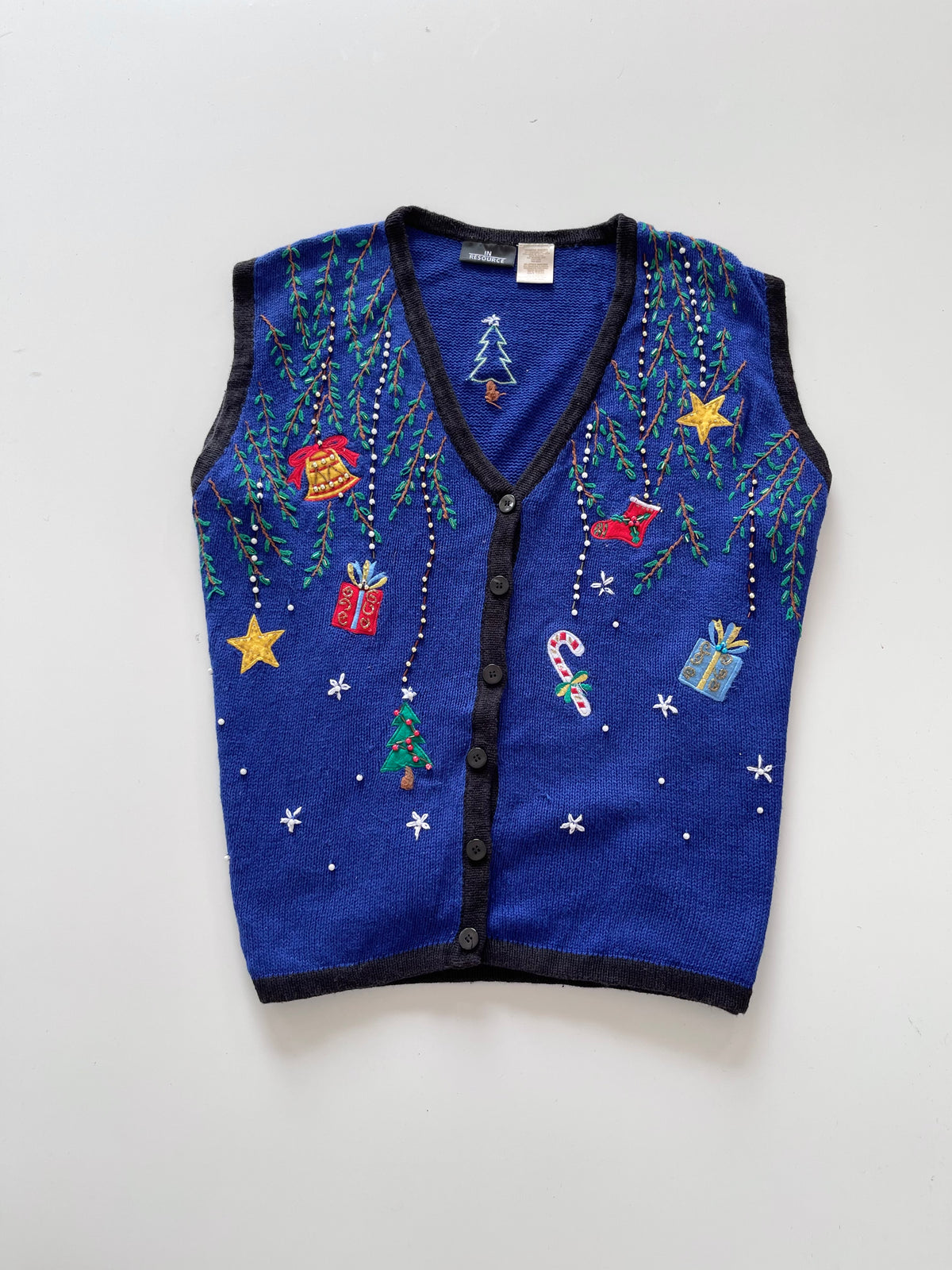 In Resource Embroidered Christmas Vest Sweater-Bust 58