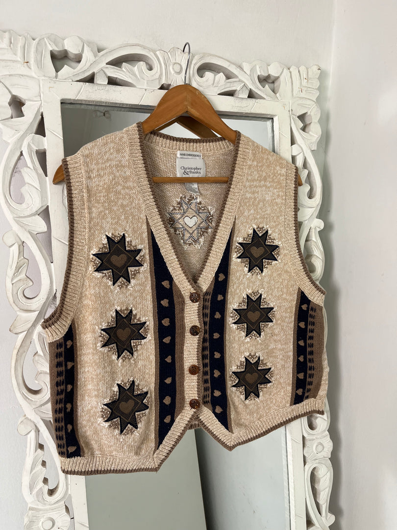 Christopher & Banks Embroidered Sweater Vest-Bust 42