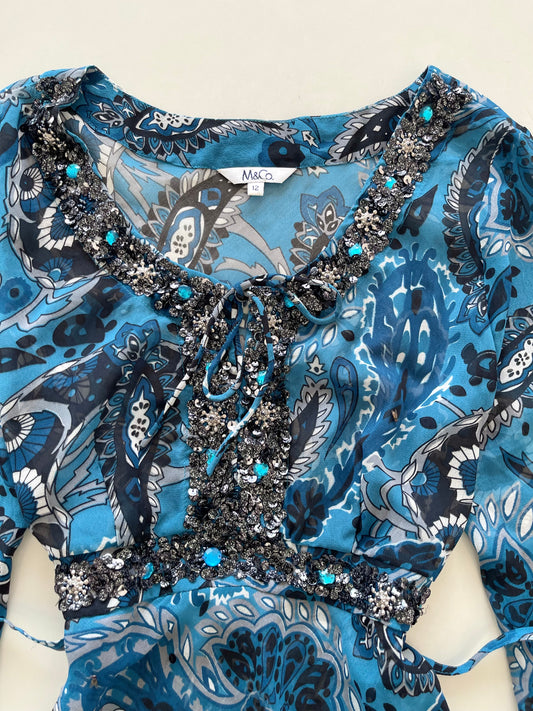 M&Co. Embroidered Sheer Dress-Bust 40