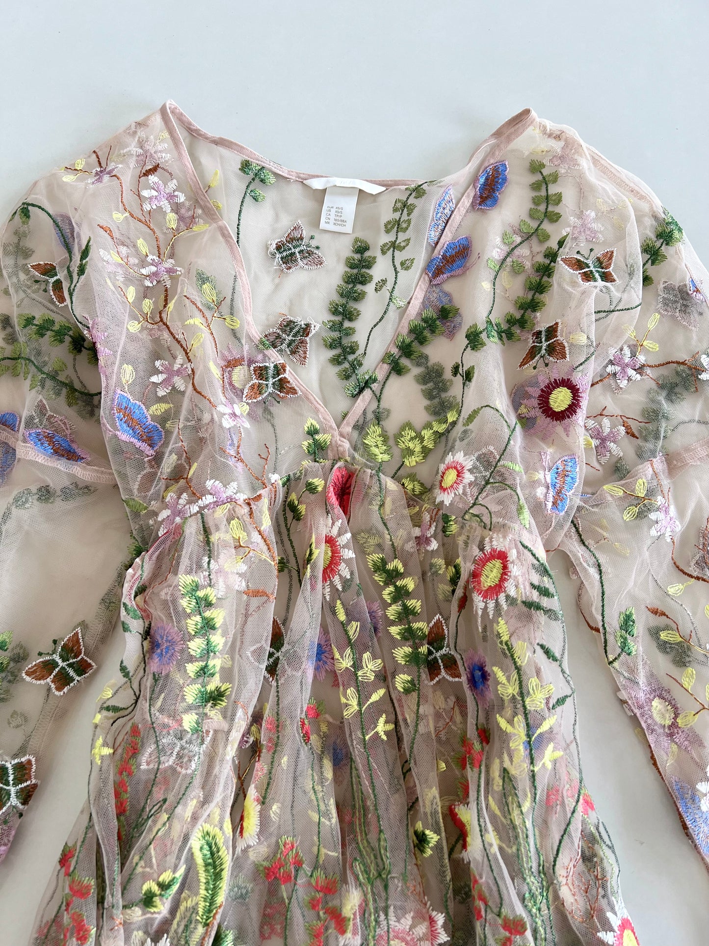 H&M Sheer Embroidered Dress-Bust 44