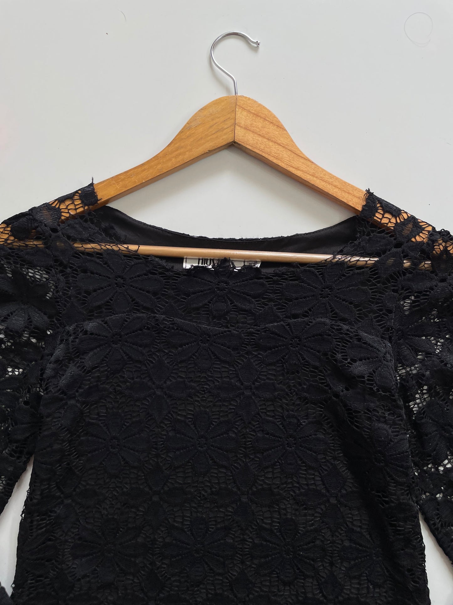 NIUVIES BLACK FULLY LINED LACE TOP - BUST 32 TO 34