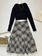 Vintage Warm Tweed Skirt-Waist 30