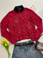 Load image into Gallery viewer, Erika Embroidered Zipper Christmas Sweater - Bust 44 to 48
