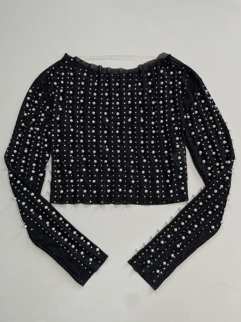 Pearls & Rhinestones Sheer Top-Bust 38 to 40