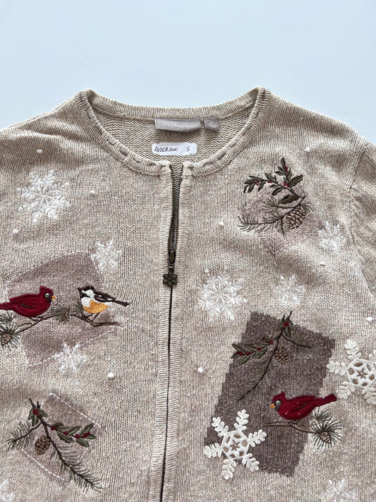 Croft&Barrow Embroidered Zipper Sweater-Bust 46