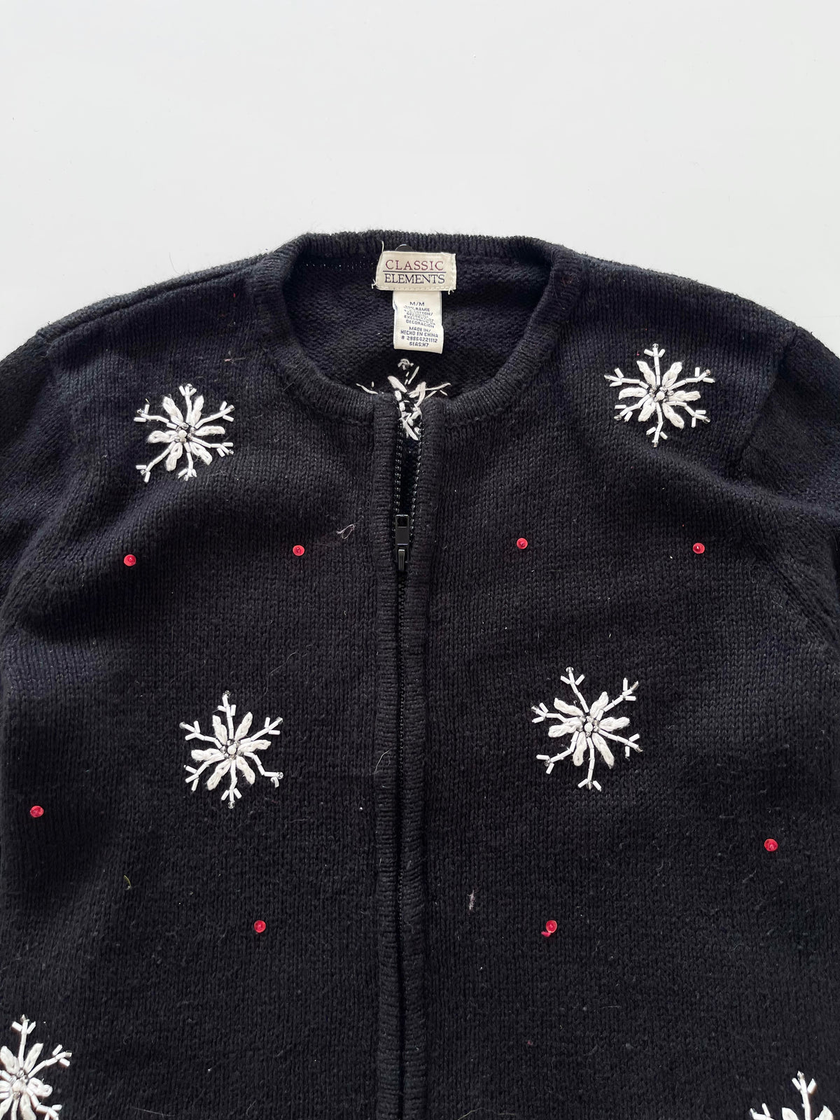 Classic Elements Christmas Embroidered Zipper Sweater-Bust 42