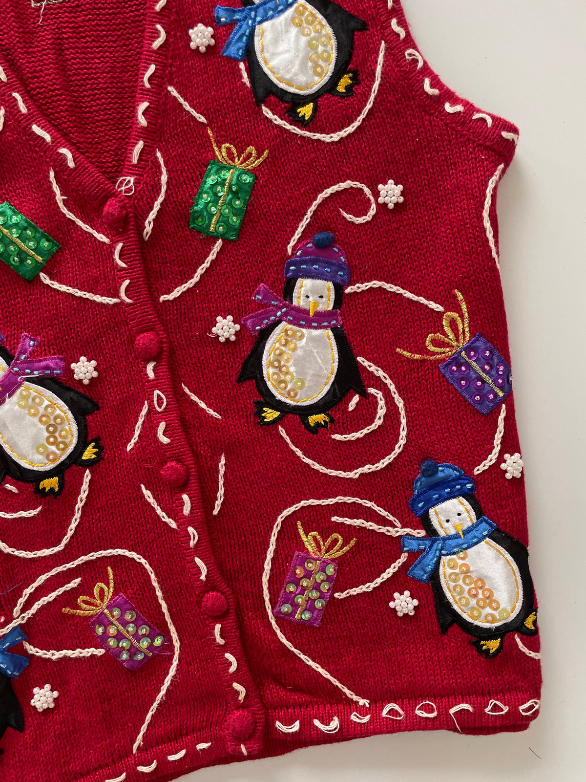 Bobbie Brooks Christmas Embroidered Vest Sweater-Bust 40