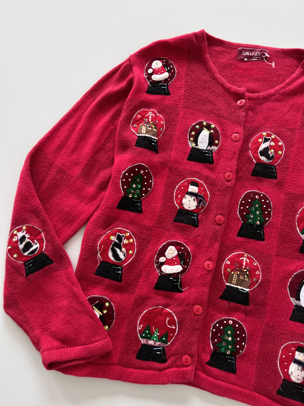 Sunli Joy Embroidered Christmas Cardigan Sweater-Bust 50