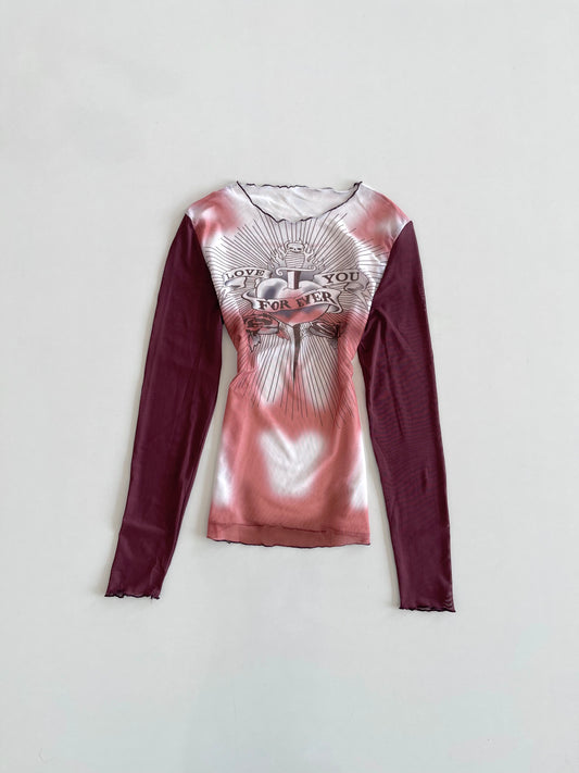Y2k Sheer Top-Bust 30 to 32