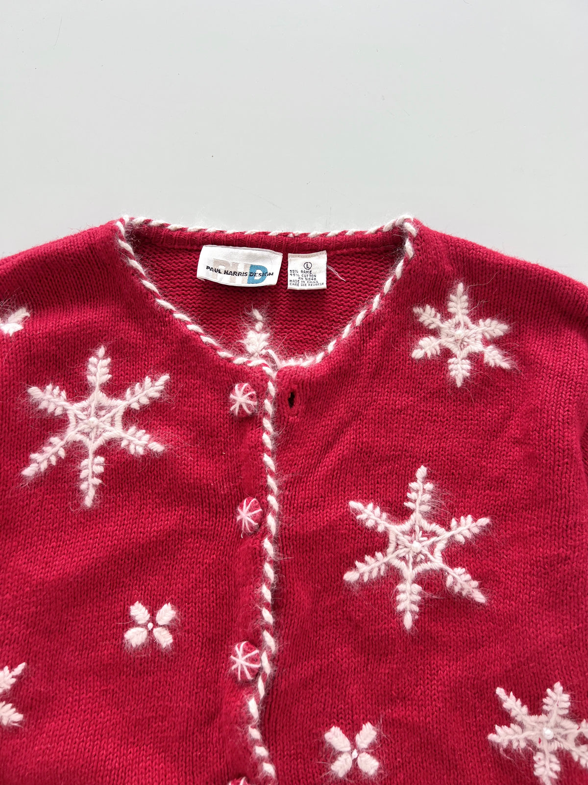 Paul Harris Design Embroidered Christmas Cardigan Sweater-Bust 46