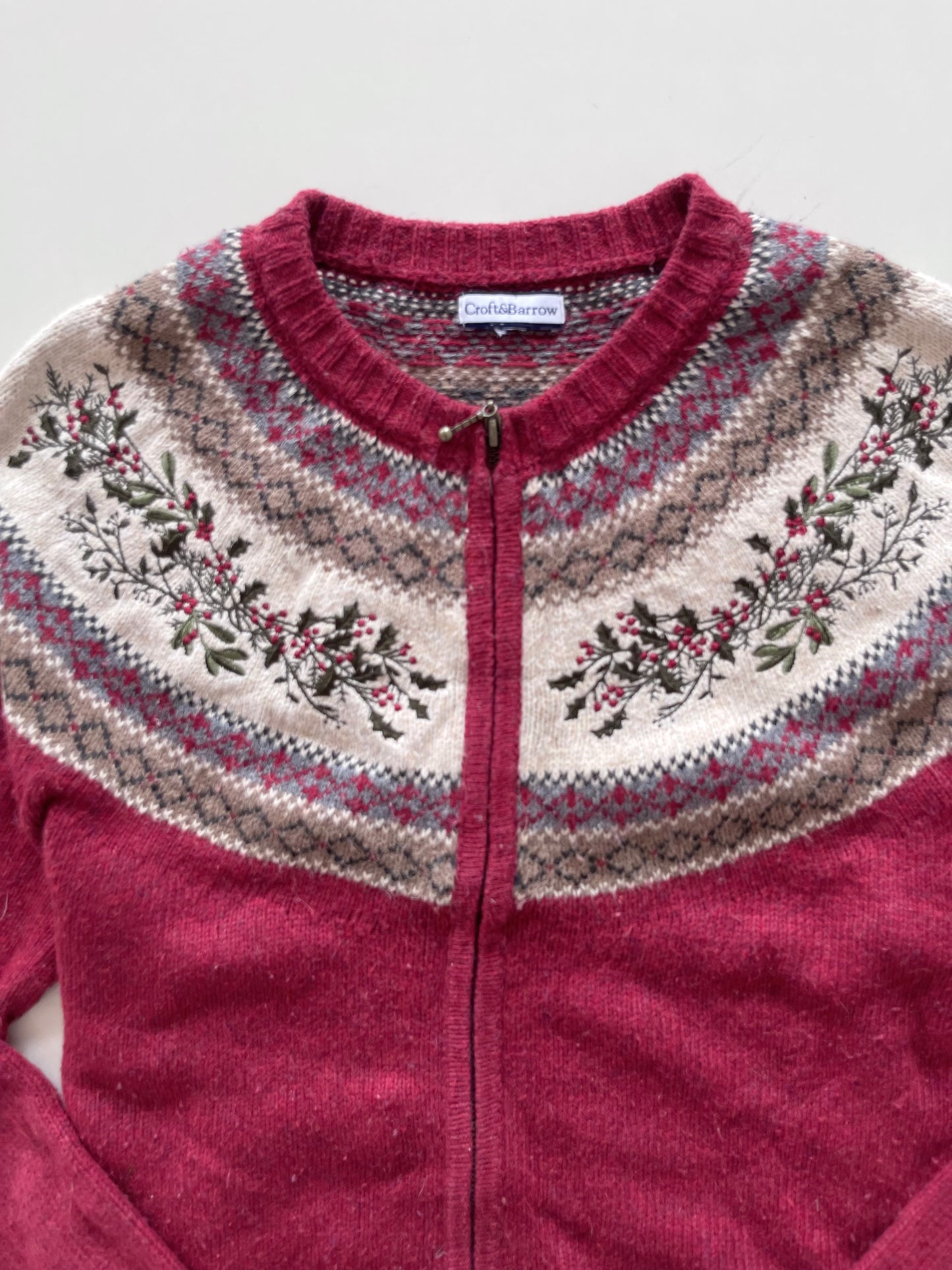 Croft&Barrow Embroidered Zipper-Bust 44