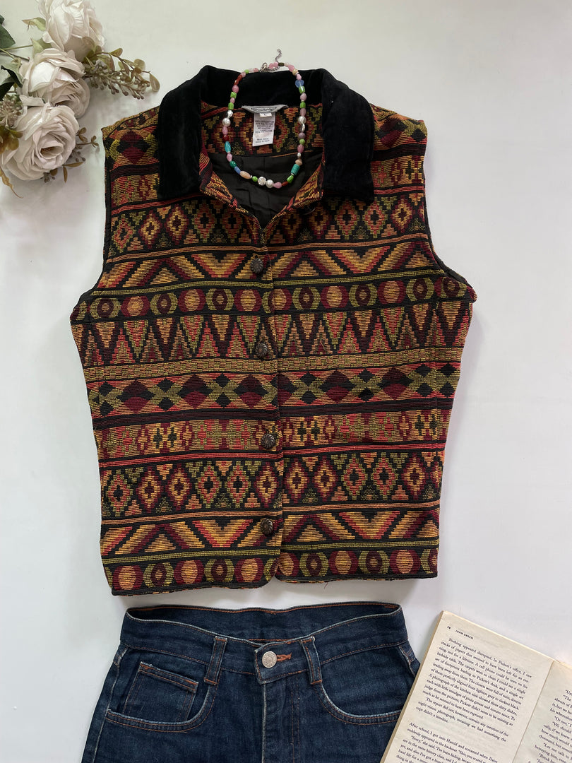 Vintage Jacquard Waistcoat-Bust 42