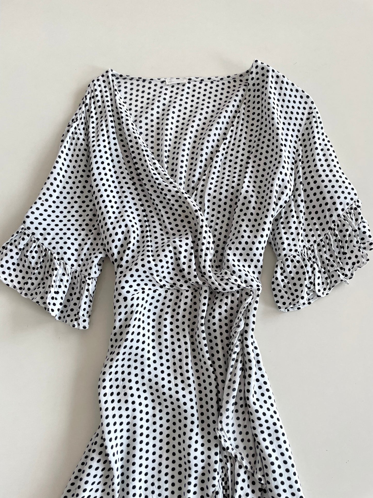 Polka Dot Ruffle Dress-Bust 40 to 42
