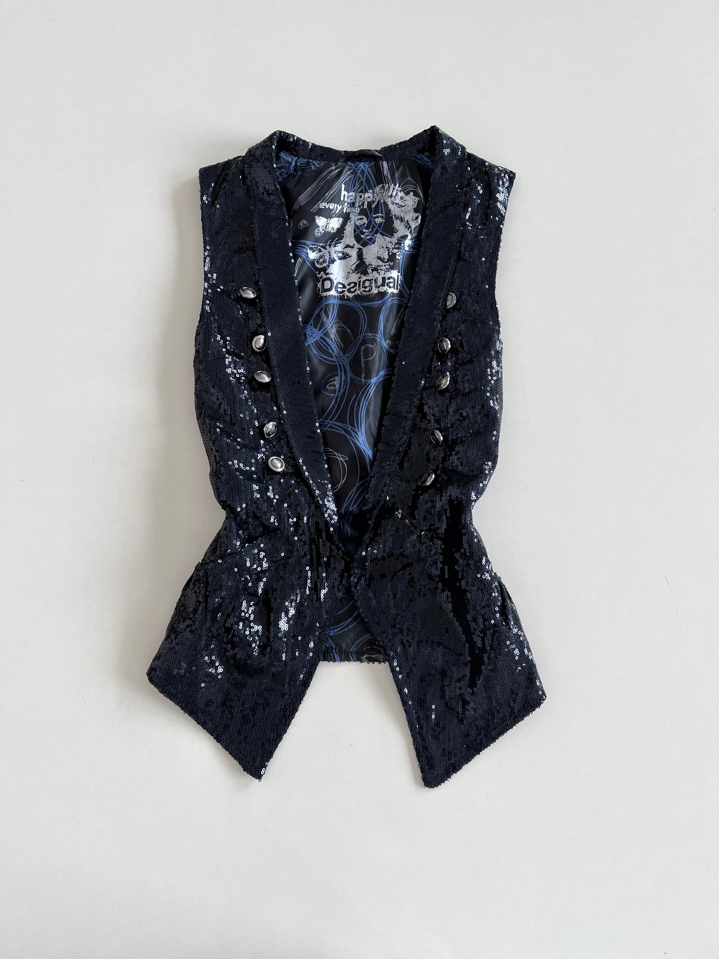 Desigual Vintage Sequin Waistcoat -Bust 36
