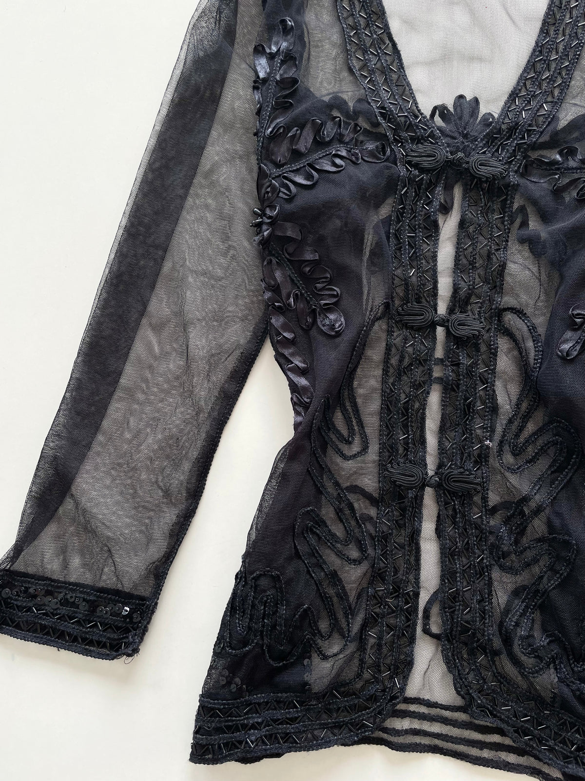 Chinese Embroidered Sheer Vintage Top-Bust 46