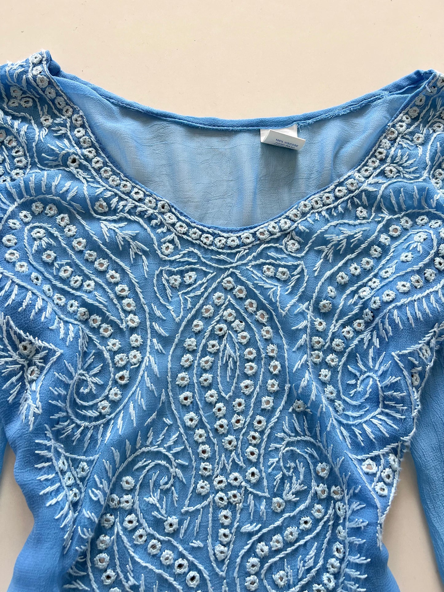 Embroidered Sheer Top-Bust 40