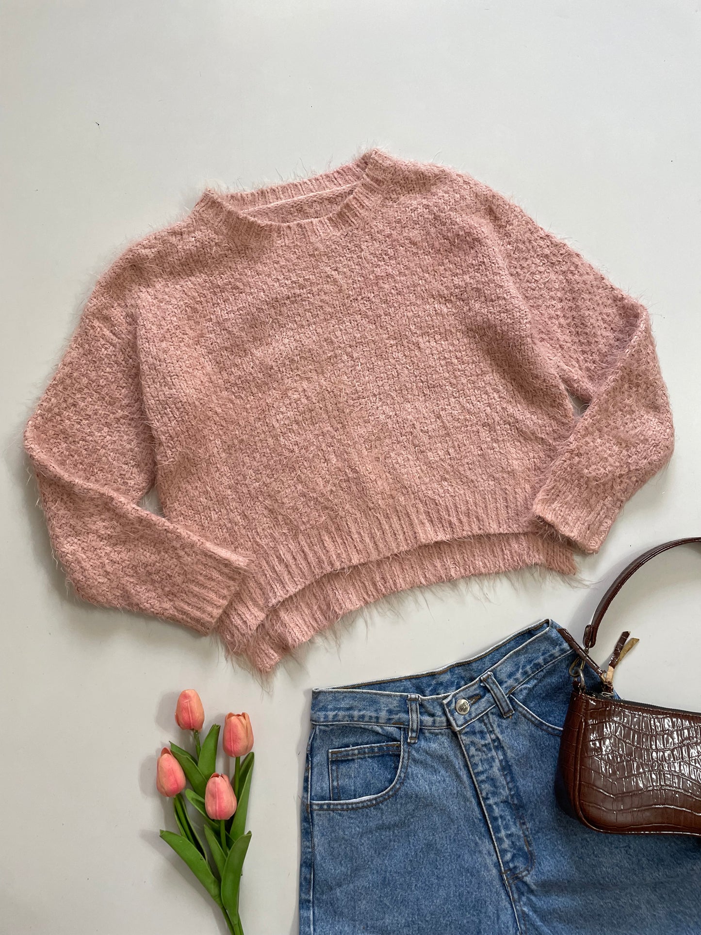 Blush Pink Fuzzy Sweater-Bust 34 to 36