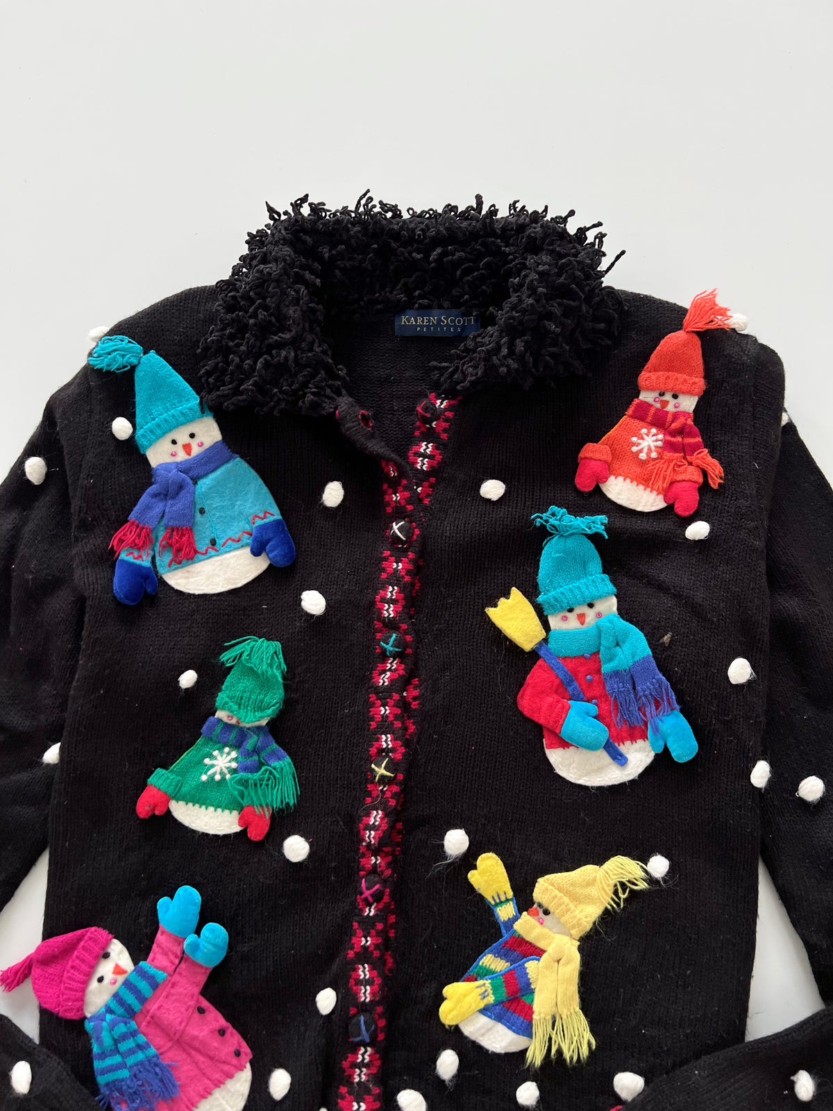Karen Scott Embroidered Christmas Cardigan Sweater-Bust 42