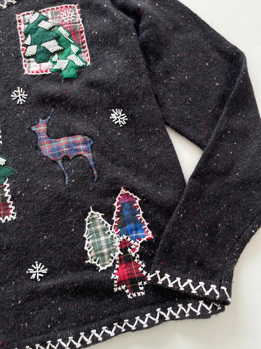 Lemon Grass Christmas Hand Embroidered Sweater-Bust 48