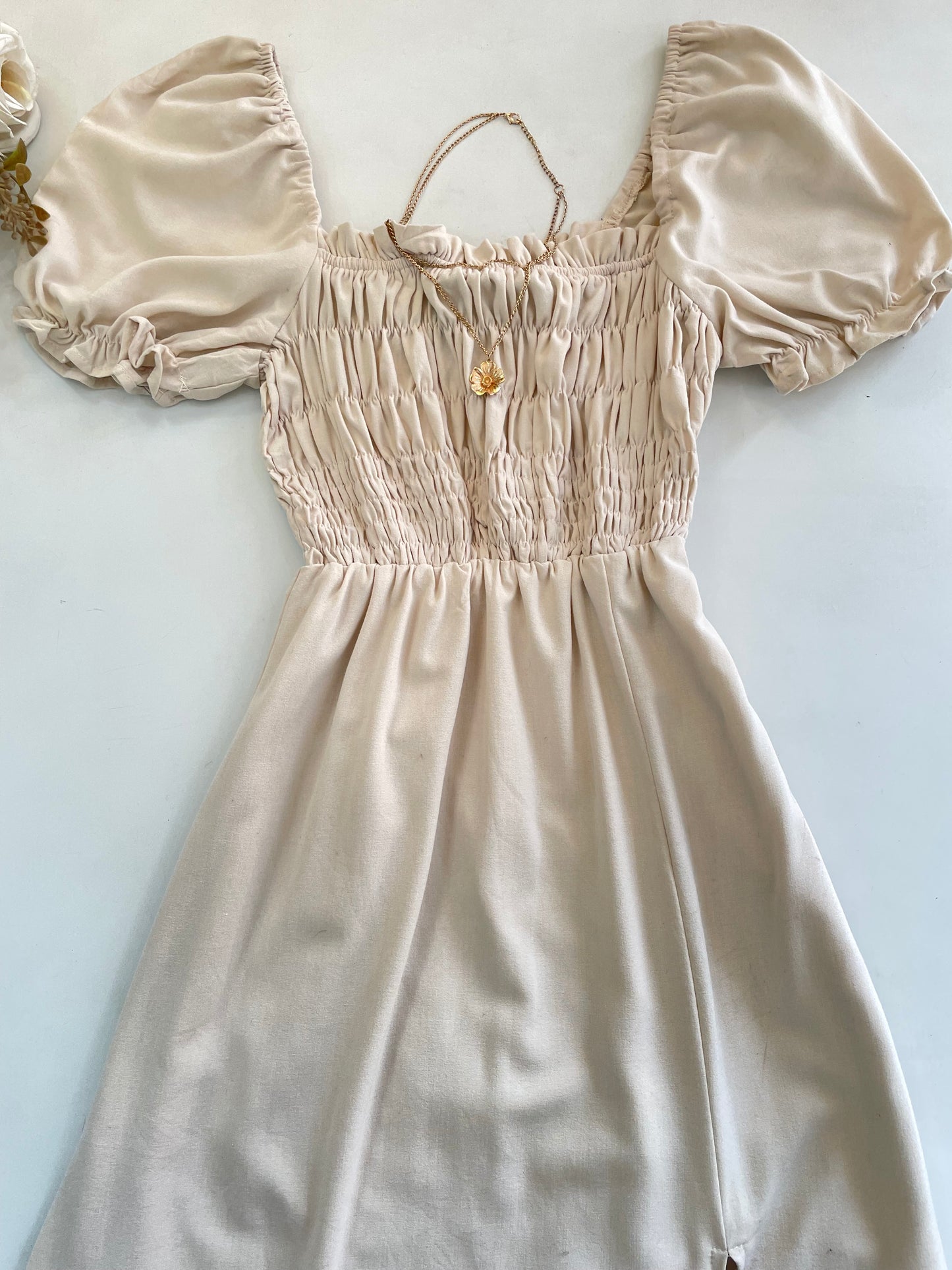 Smocked Puff Sleeve Dress-Bust 28 to 32