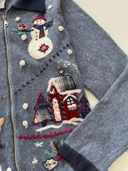 B.P.Design Christmas Embroidered Zipper Sweater-Bust 42