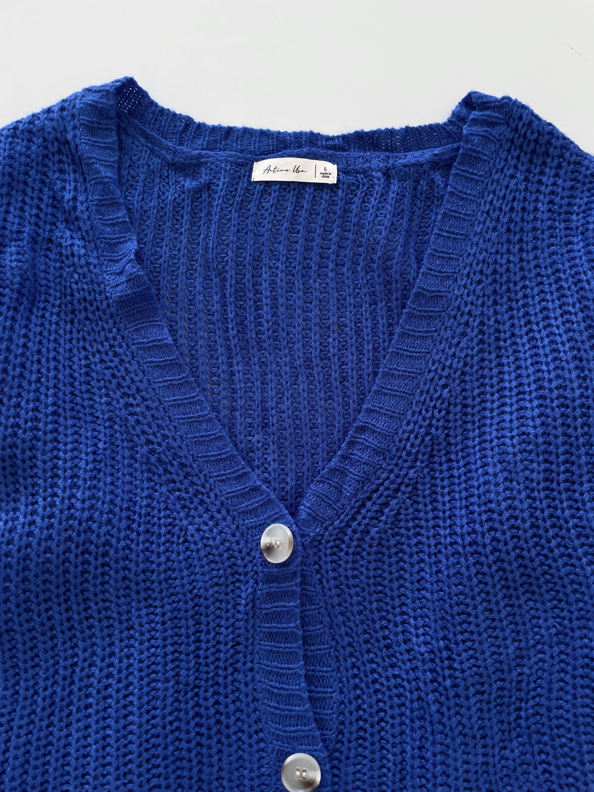 Active Usa Crochet Solid Soft Sweater Cardigan-Bust 44
