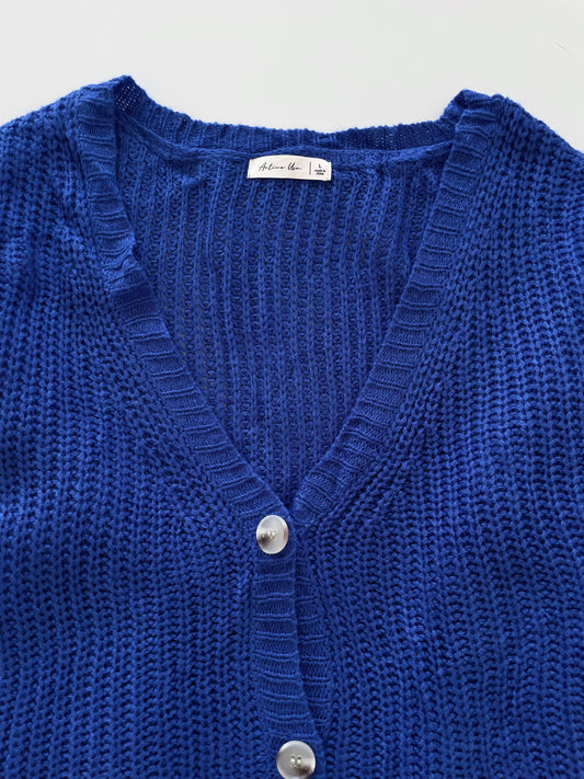 Active Usa Crochet Solid Soft Sweater Cardigan-Bust 44