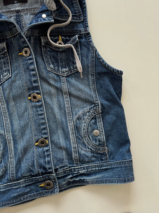 Jeanholic Hooded Denim Vest-Bust 34