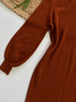 Load image into Gallery viewer, Rust Balloon Sleeves Warm Winter Dress - Bust 34 to 40
