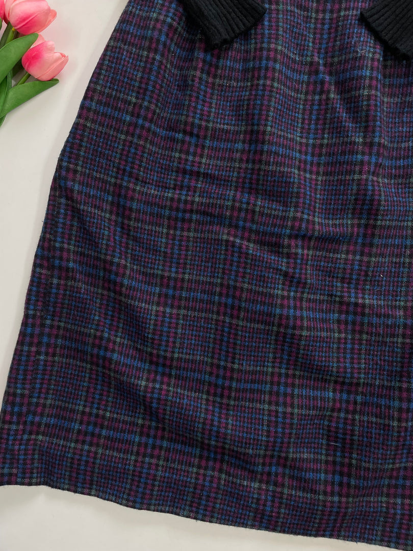 Purple Plaid Long Skirt-Waist 28