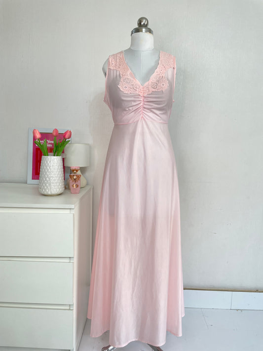 BABY PINK LACE SOFT LOUNGEWEAR DRESS - BUST 36