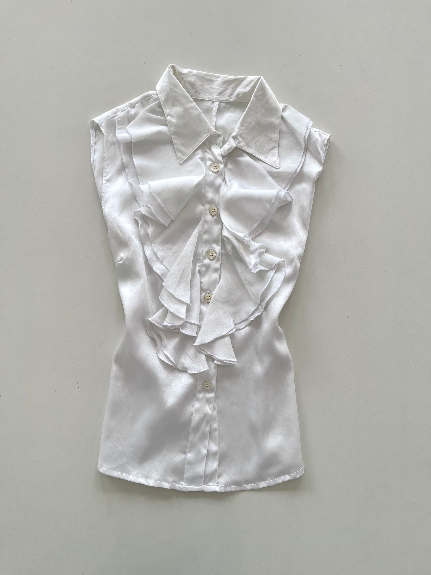 Satin Ruffle Vintage Shirt-Bust 36