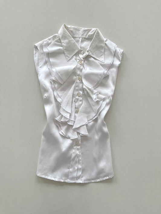 Satin Ruffle Vintage Shirt-Bust 36