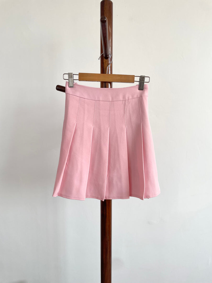 Bubblegum Pink Pleated Skirt-Waist 30