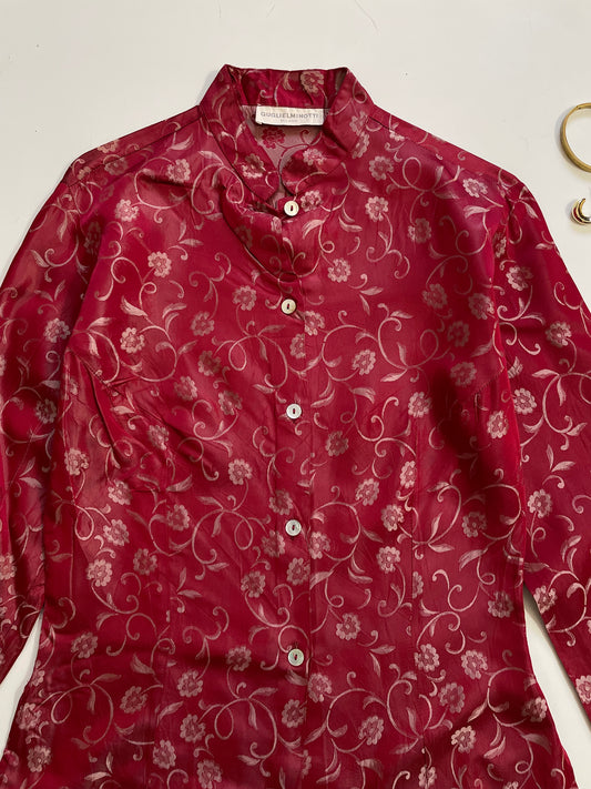 Jacquard Maroon Shirt-Bust 34