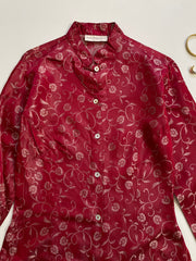 Jacquard Maroon Shirt-Bust 34