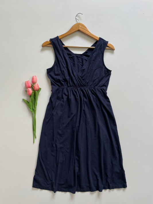 DEEP BLUE SURPLICE NECK DRESS - BUST 34 TO 36