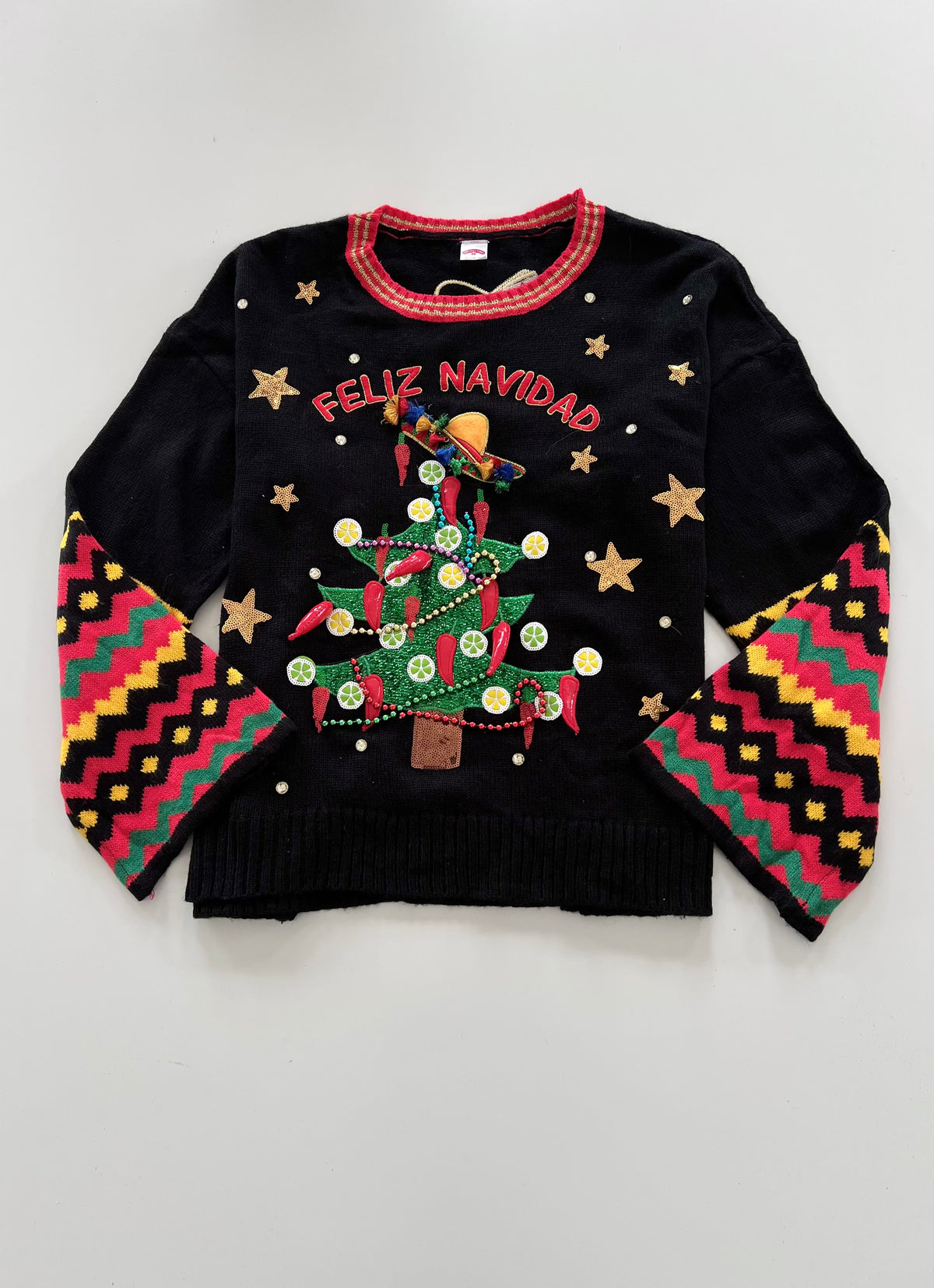 Holiday Time Embroidered Christmas Sweater-Bust 54