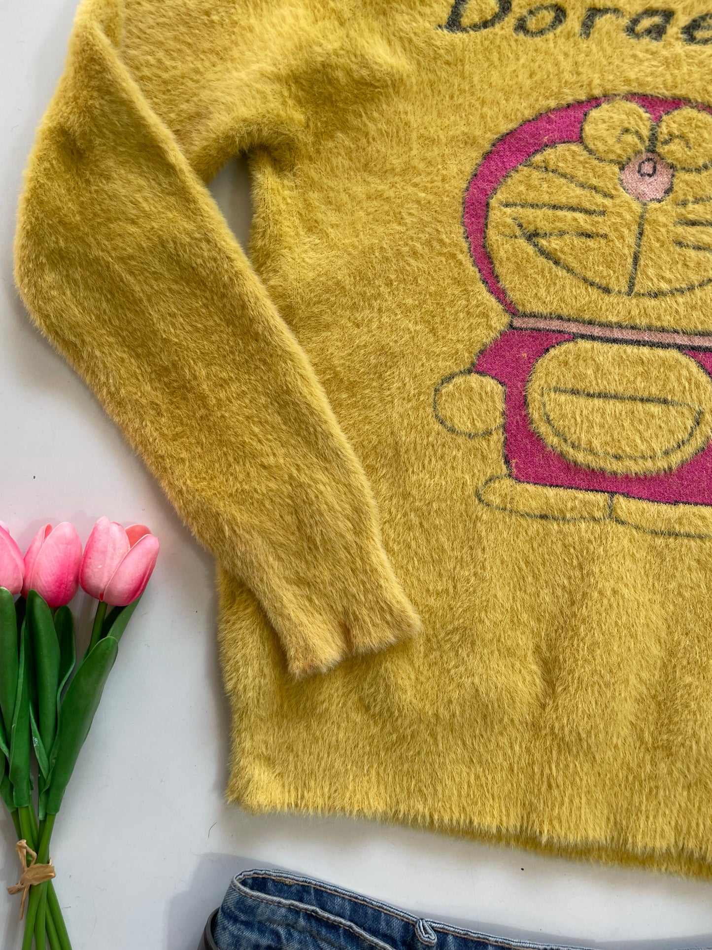 Doraemon Fuzzy Yellow Soft Sweater - Bust 30 to 32