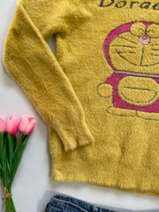 Doraemon Fuzzy Yellow Soft Sweater - Bust 30 to 32