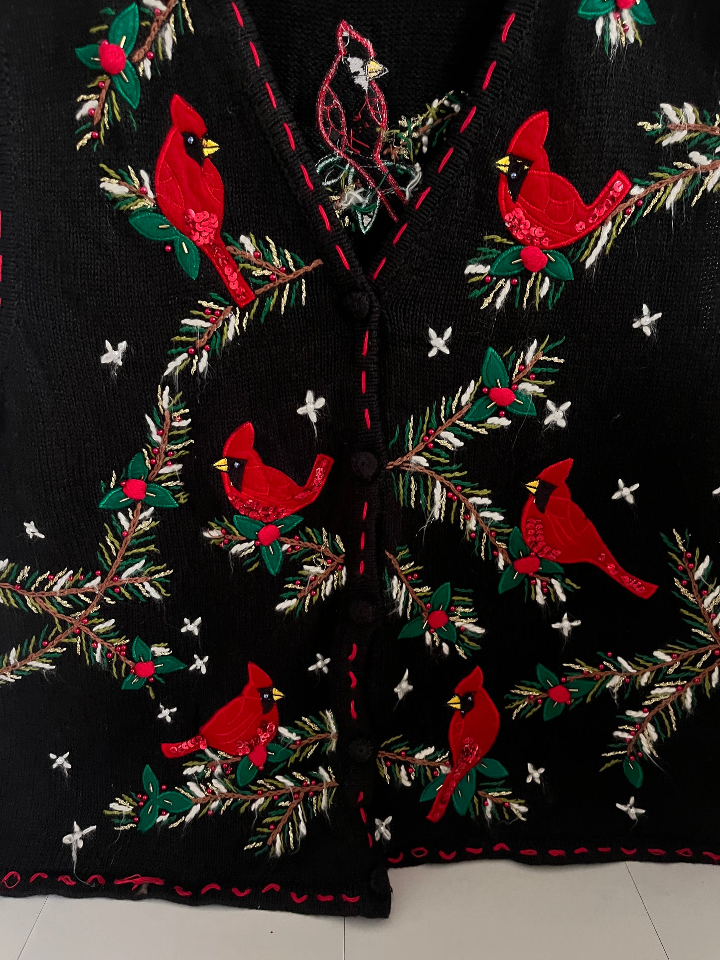 Bobbie Brooks Embroidered Sweater Vest-Bust 42