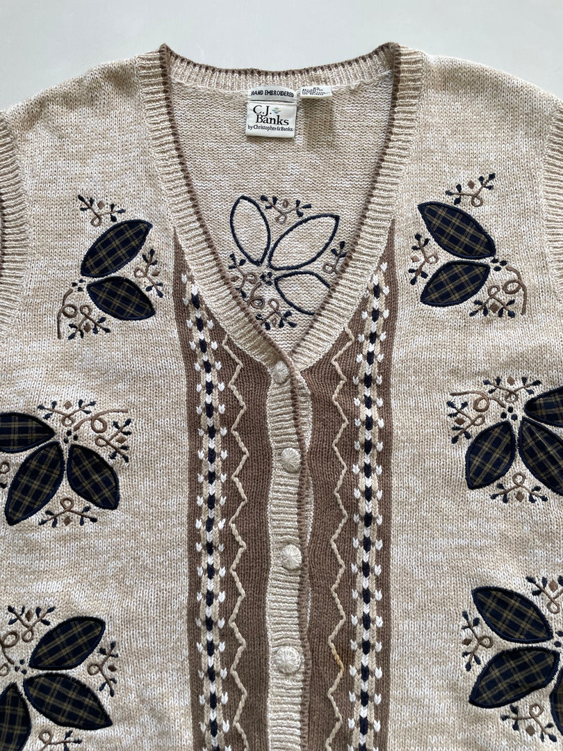 Christopher & Banks Hand Embroidered Sweater Vest-Bust 52