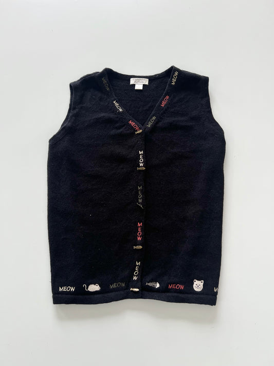Christopher&Banks Meow Embroidered Vest Sweater-Bust 44
