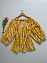 AVA&VIV YELLOW FLORAL TOP - BUST 54 to 60