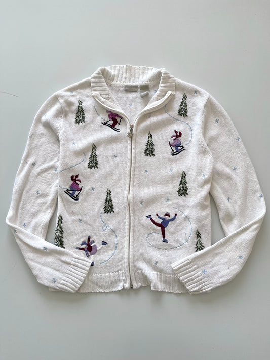 Fleldgear Christmas Embroidered Zipper Sweater-Bust 44