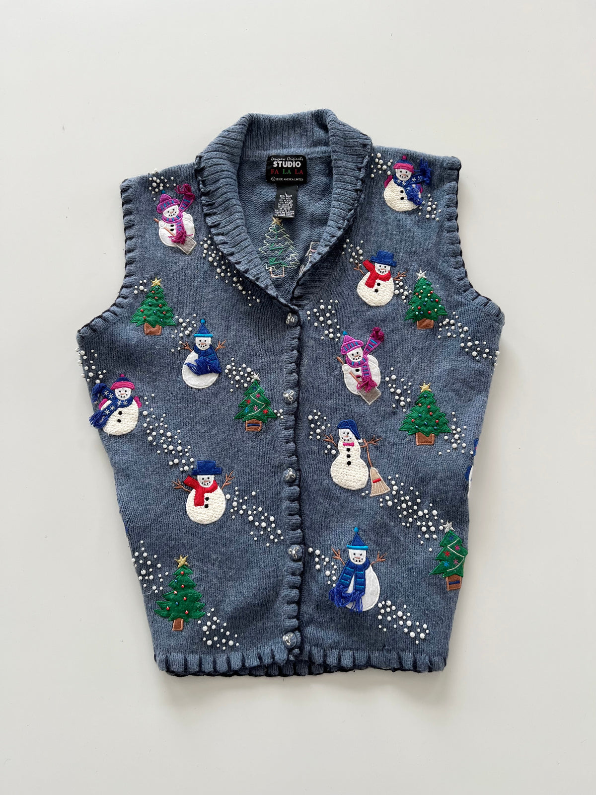 Studio FaLaLa Embroidered Christmas Sweater Vest-Bust 42