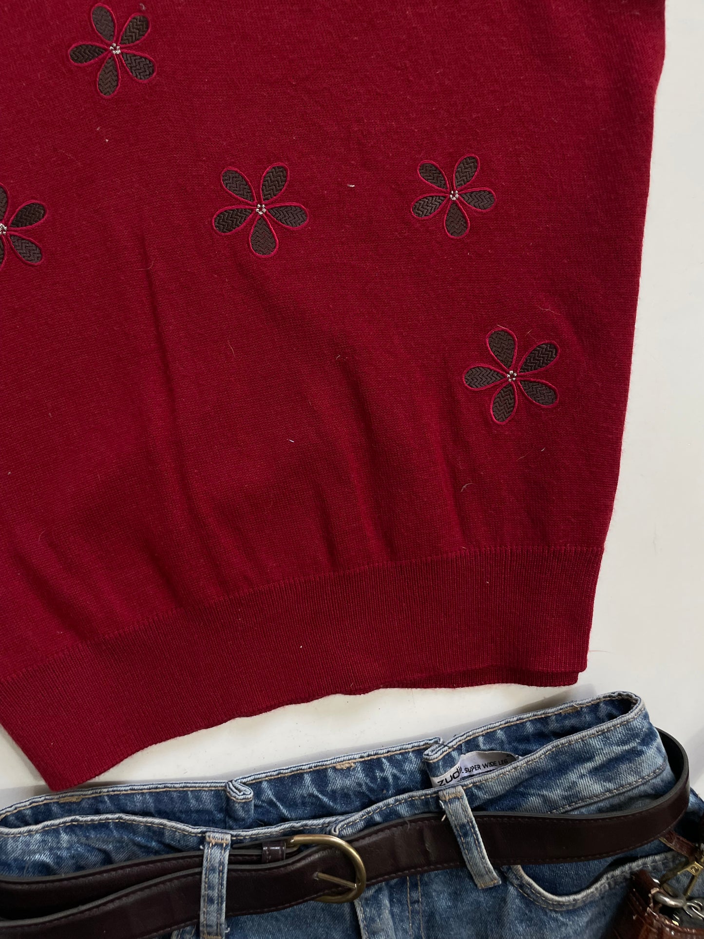 Embroidered Soft Sweater Vest - Bust 34 to 36