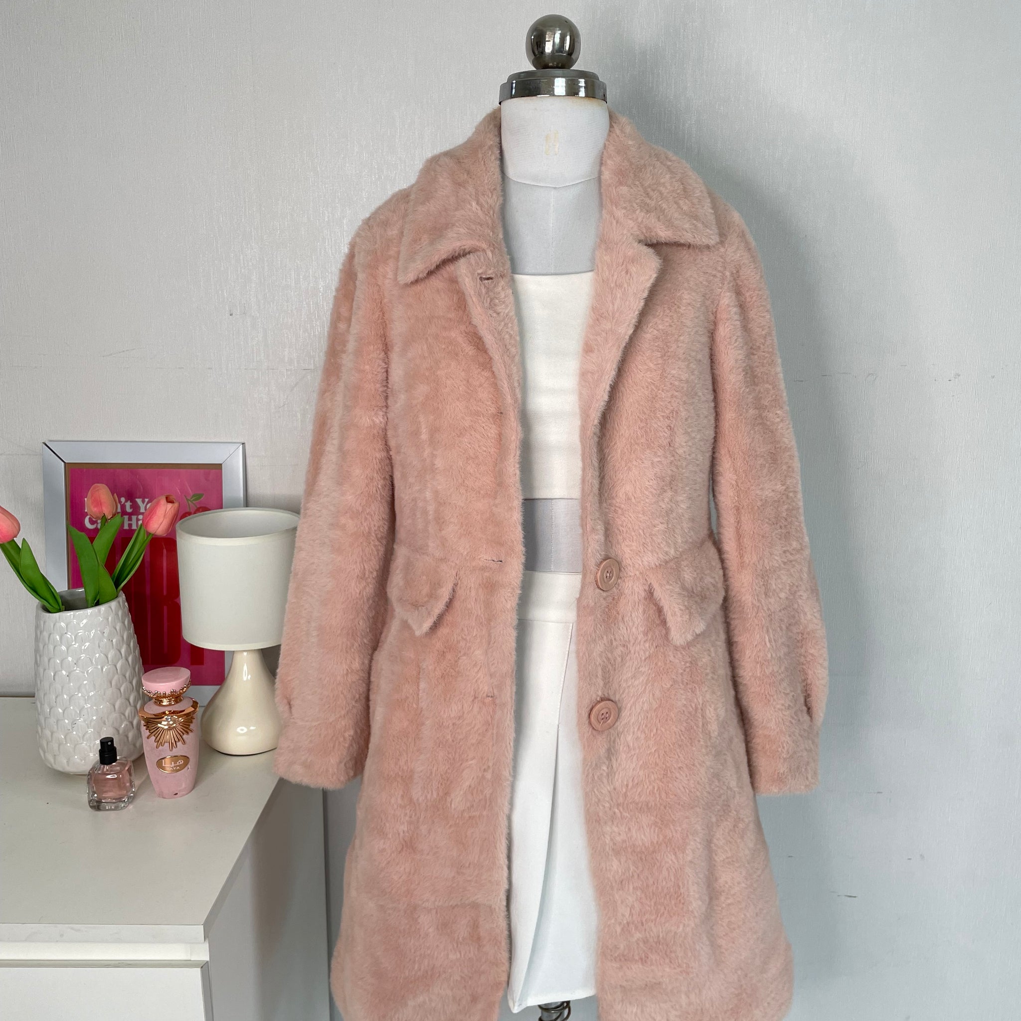 TEA ROSE PINK FUR COAT - BUST 32